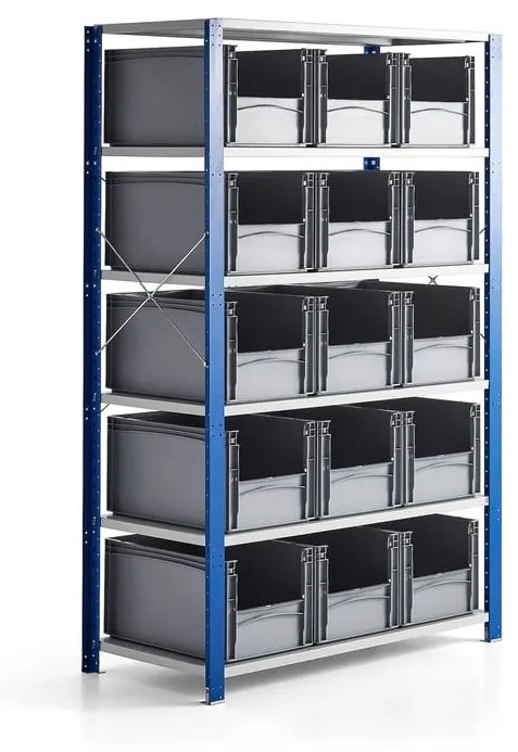 Regál MIX s 15 plastovými prepravkami FRASER