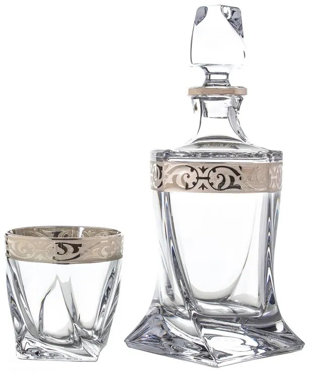 BOHEMIA PRESTIGE QUADRO BAROKO PLATINUM WHISKY SADA 1+6 KS