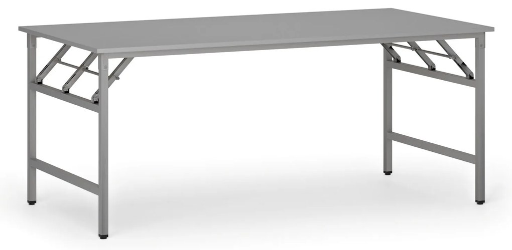 Konferenčný stôl FAST READY, 180x90 cm, sivostrieborná podnož, sivá