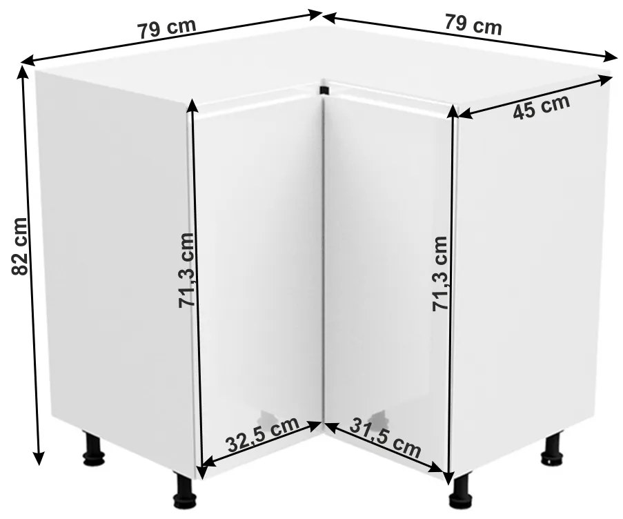 Dolná rohová skrinka D90N Aurellia (biela + biely lesk). Vlastná spoľahlivá doprava až k Vám domov. 1015762