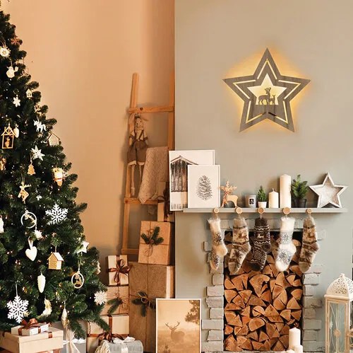 Solight LED nástenná dekorácia Vianočná hviezda, 24x LED, 2x AA