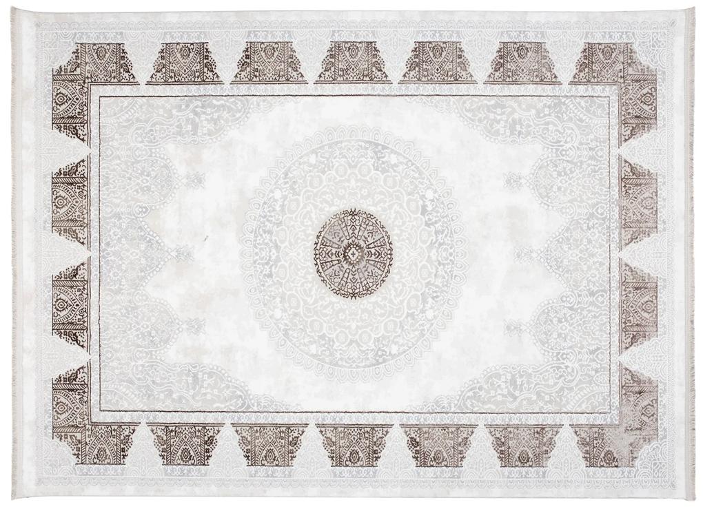 Jemný vintage koberec s hnedými ornamentmi
