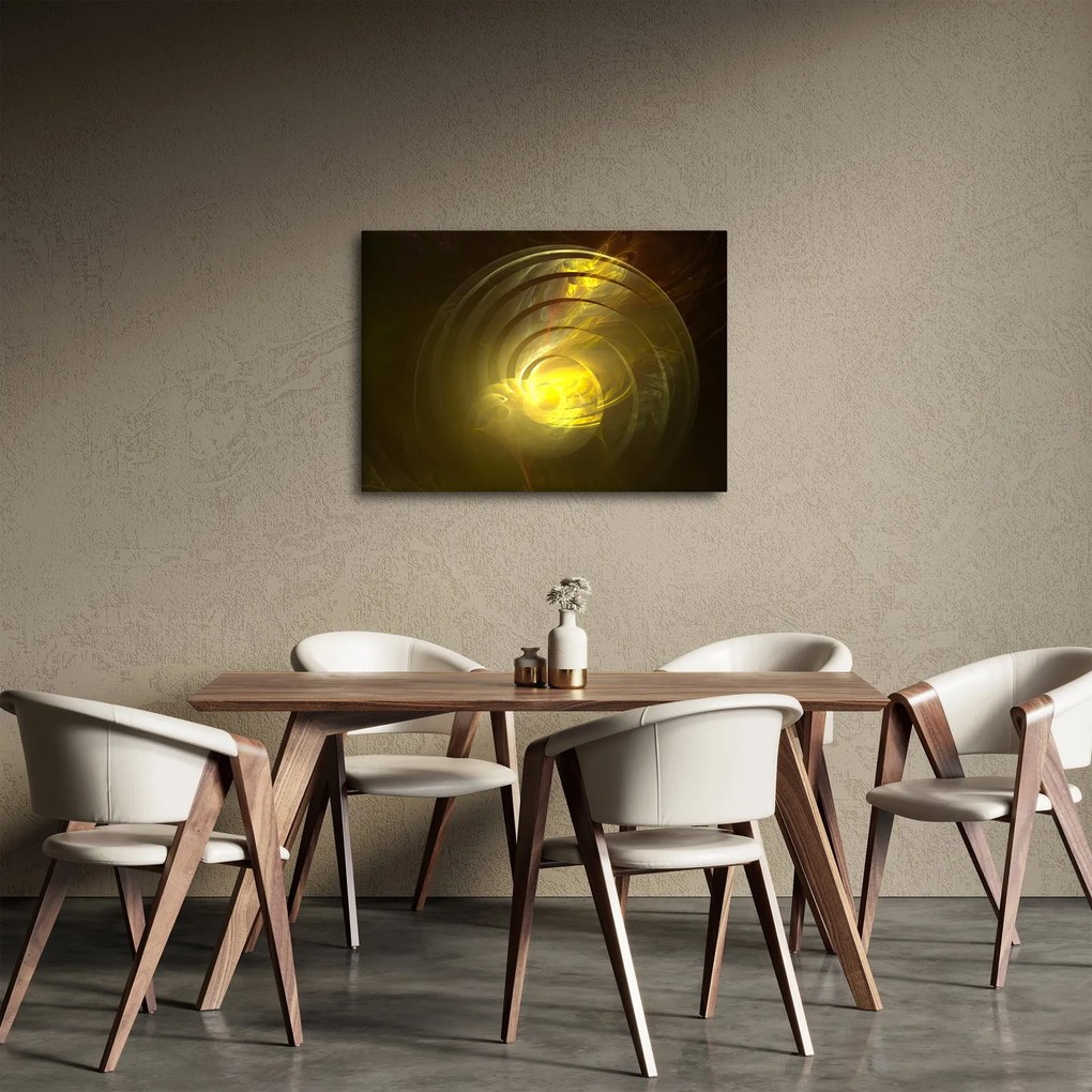 Obraz žltej abstraktnej špirály (70x50 cm)