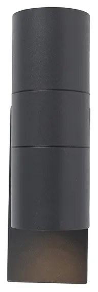 Vonkajšia nástenná lampa tmavosivá 2-svetlo so senzorom súmraku - Duo