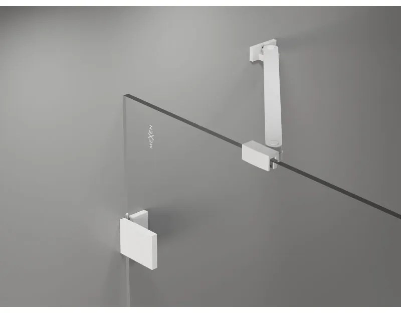 Mexen Lunar-F, skladacie ľavé sprchové dvere 140 cm, 8mm číre sklo, biely profil, 836S-140-050-20-00-L