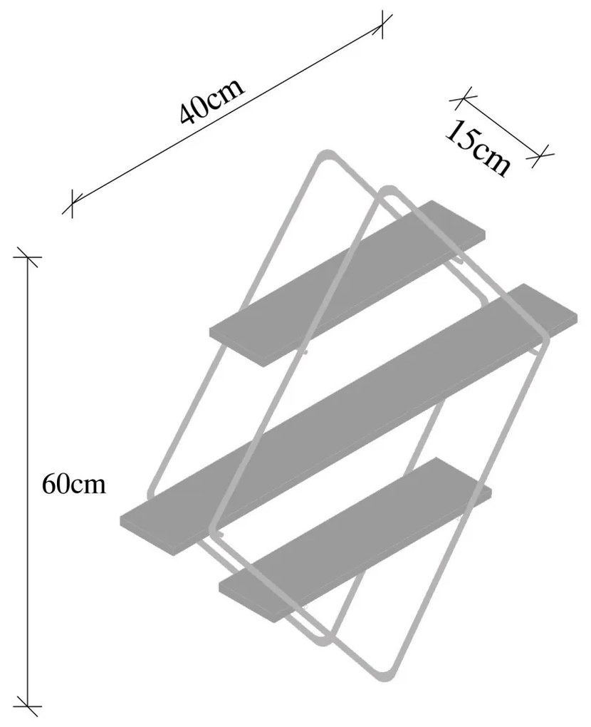 Nástenná polica ERYSIMUM orech americký/čierna