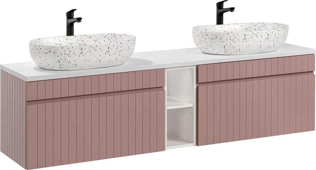 Comad Kúpeľňová skrinka s doskovými umývadlami set Iconic Rose 180 antická ružová/biela