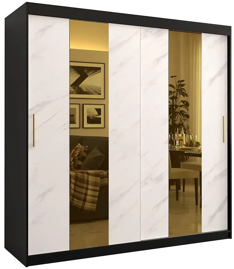 Skriňa Platinum Pole 200 čierna marmur/biely