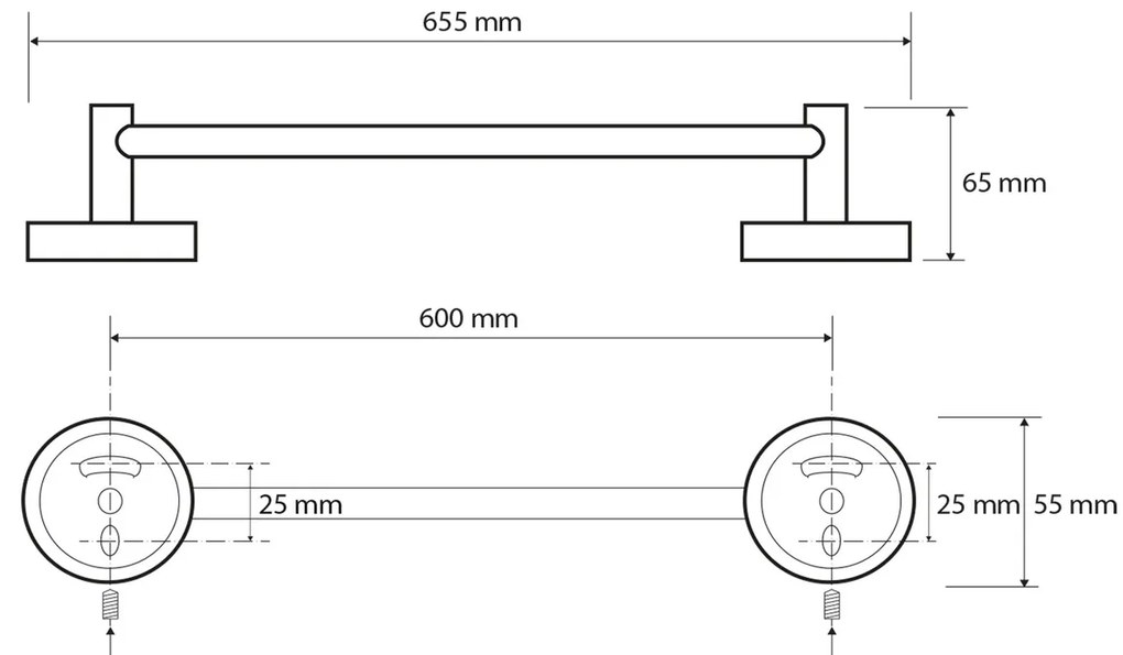 SAPHO XR410 X-Round E držiak na uteráky 65 cm, strieborná