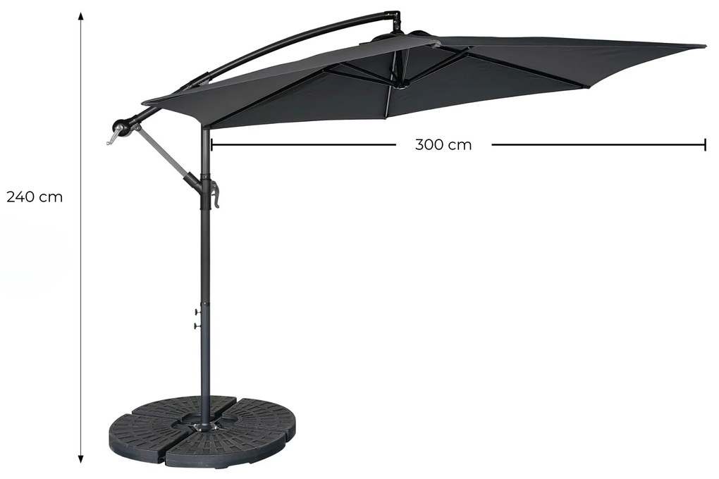 Zahradní slunečník Houseland Tynex 300 cm tmavě šedý