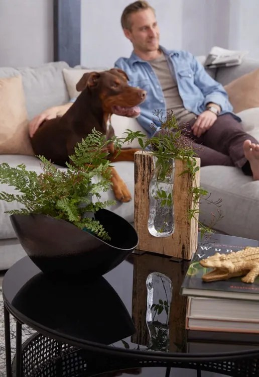 Okrúhly konferenčný stolík Sofia, čierny/ratan