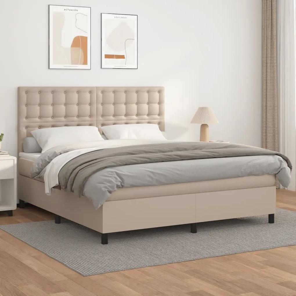 Boxspring posteľ s matracom kapučínová 160x200 cm umelá koža 3142856