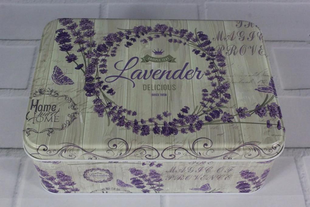 Plechová krabica "LAVENDER" - (19x7x13,5 cm)