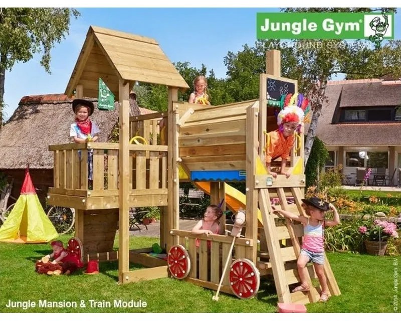 Ihrisko Jungle Cubby so šmykľavkou a modulom Train
