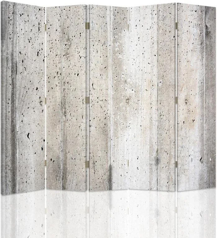 CARO Paraván - Concrete Wall 3 | päťdielny | obojstranný 180x150 cm