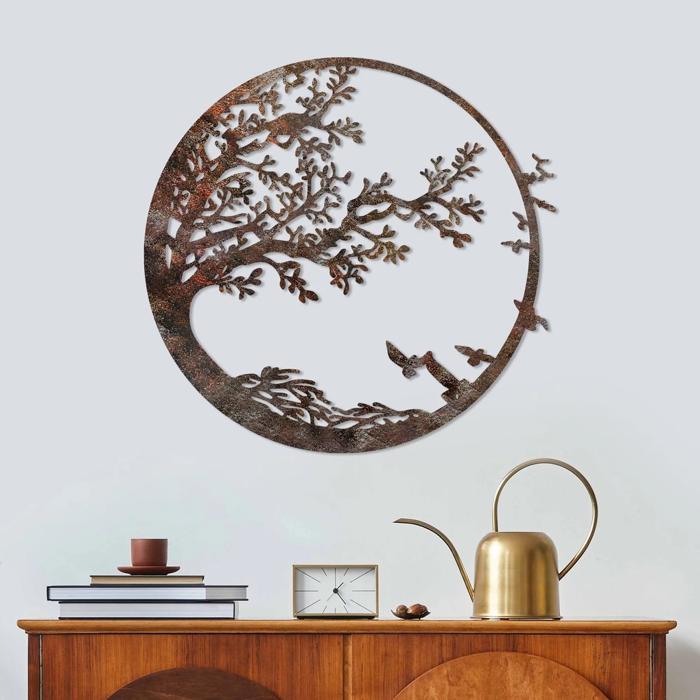 Nástenná kovová dekorácia Hrdzavý strom viacfarebná