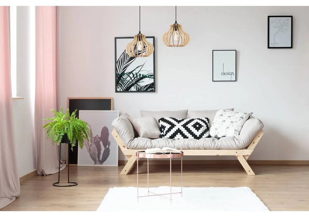 Závesné svietidlo Timber 3, 2x drevené tienidlo