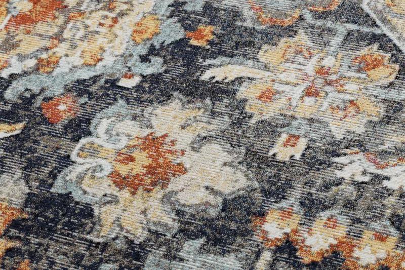 Moderný koberec MUNDO E0671 orientálny vintage outdoor čierny / rumena