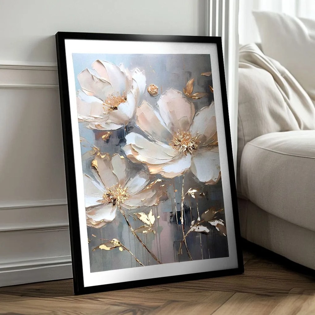 Plagát na stenu s EXTRA efektom - Golden Petals