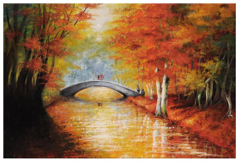 Gario Ručne maľovaný obraz Po jesennom moste Rozmery: 100 x 70 cm