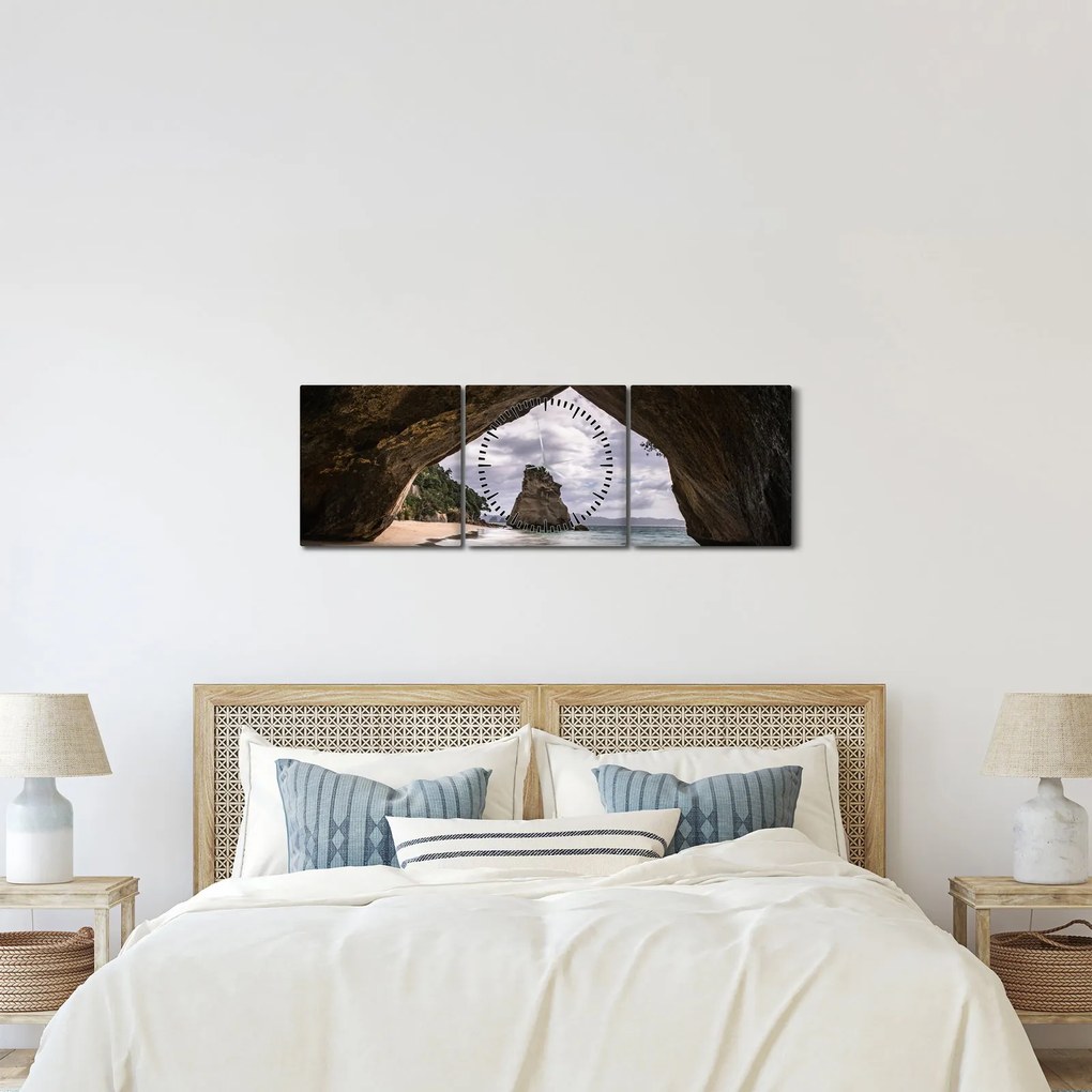 Obraz z jaskyne, Nový Zéland (s hodinami) (90x30 cm)