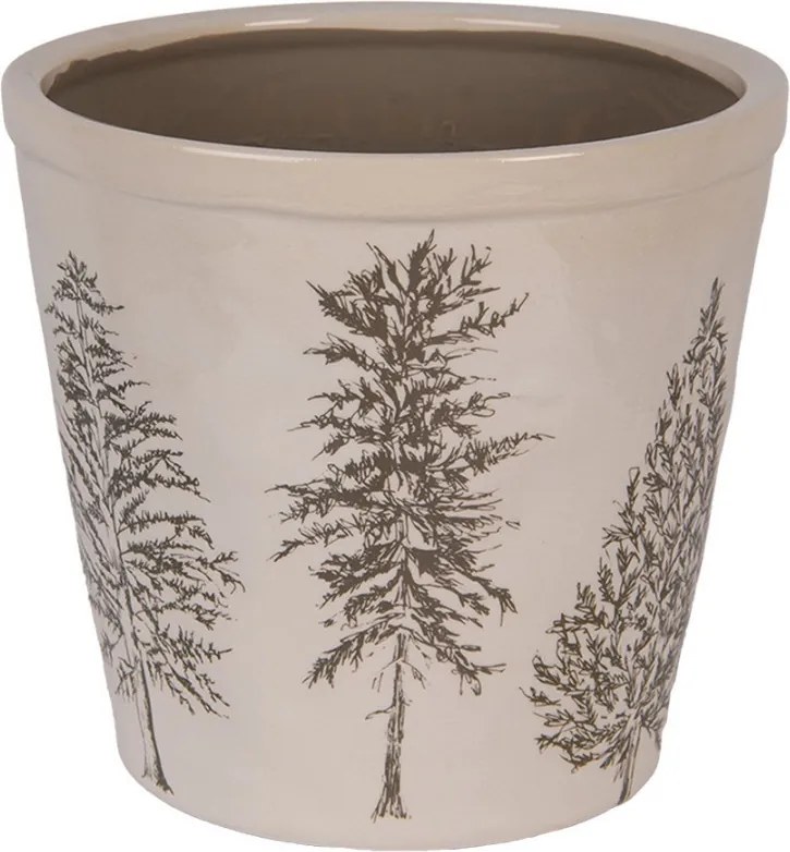Béžový obal na kvetináč so stromčekmi Natural Pine Trees XL - Ø 21*20 cm