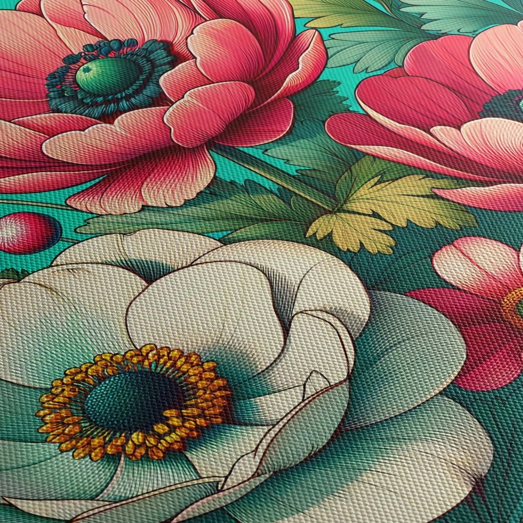 Obraz - Kvety na modrom pozadí (120x50 cm)