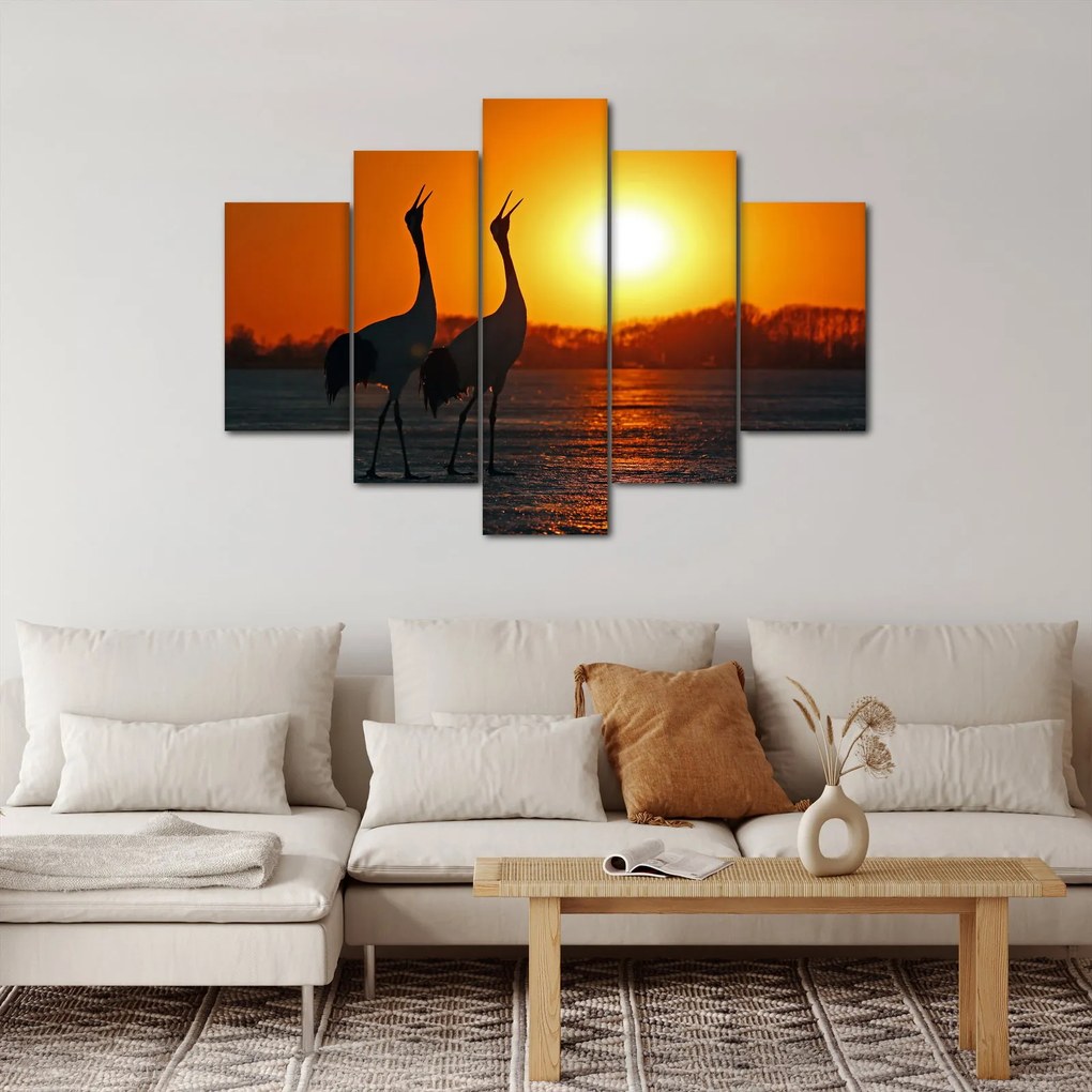 Obraz vtákov pri západe slnka (150x105 cm)