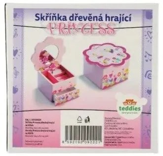 Teddies Hracia skrinka so šperkovnicou Princess, 14,5 x 8 x 14,5 cm