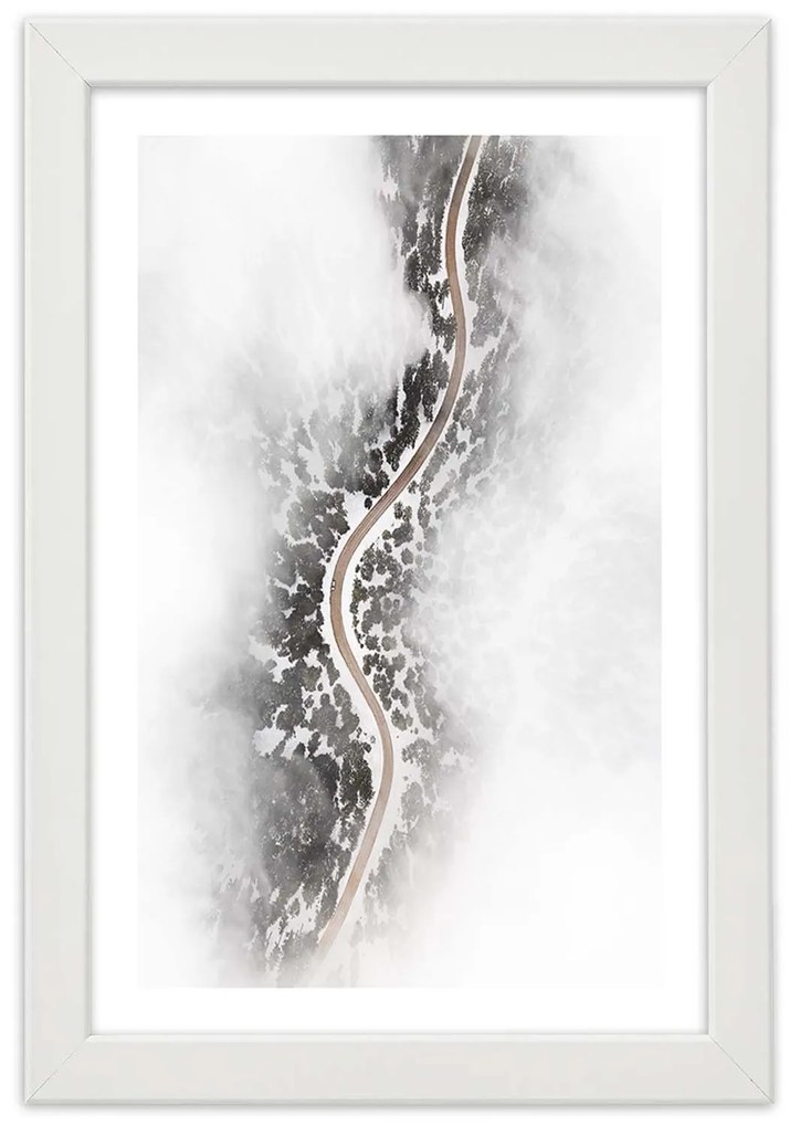 Gario Plagát Cesta v lese z vtáčej perspektívy Farba rámu: Bez rámu, Rozmery: 20 x 30 cm