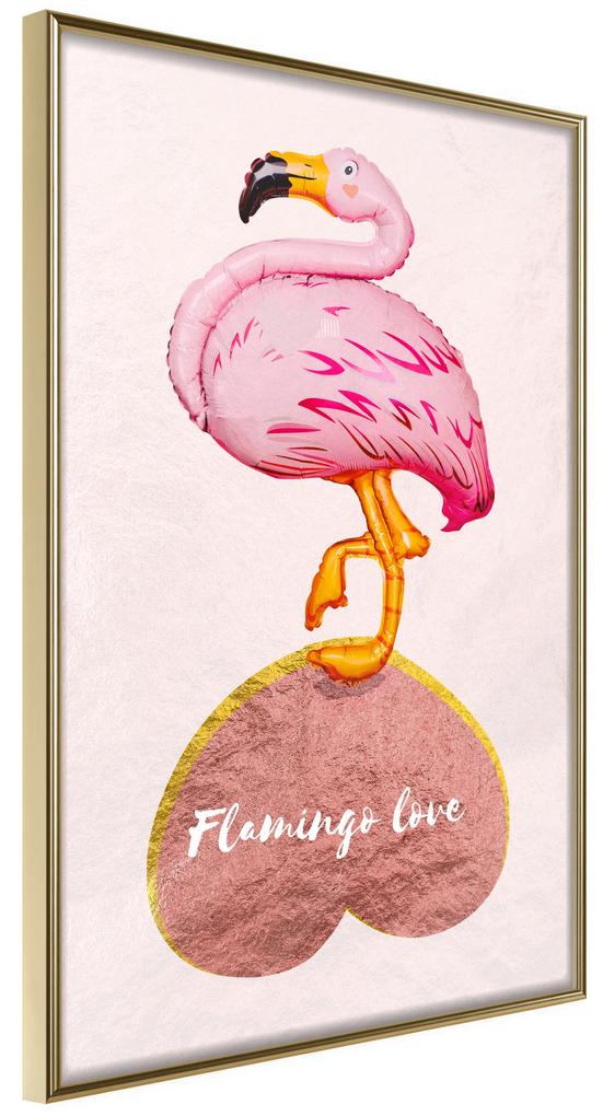 Artgeist Plagát - Flamingo in Love [Poster] Veľkosť: 20x30, Verzia: Čierny rám s passe-partout