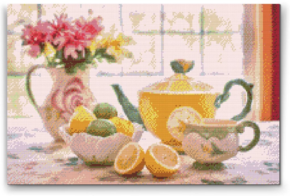 Gario Diamantové maľovanie Čaj o piatej Rozmery: 60 x 40 cm, Rámovanie: S vnútorným rámom, Diamanty: Okrúhle