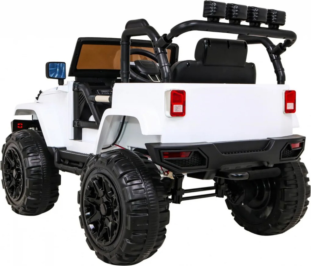 Ramiz Detský terénny biely džíp na batérie + diaľkové ovládanie + svetlá zvuky