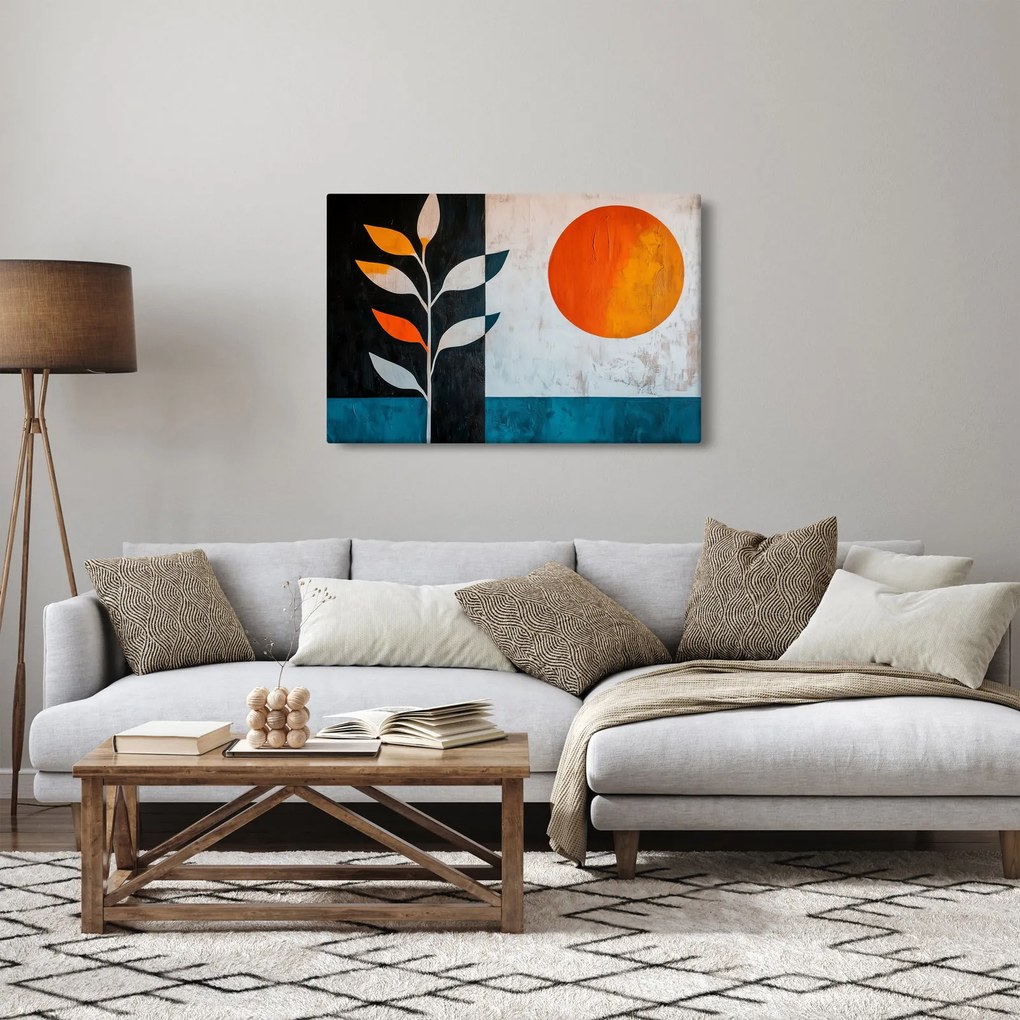 Obraz - Abstrakcia rastliny a slnka (90x60 cm)