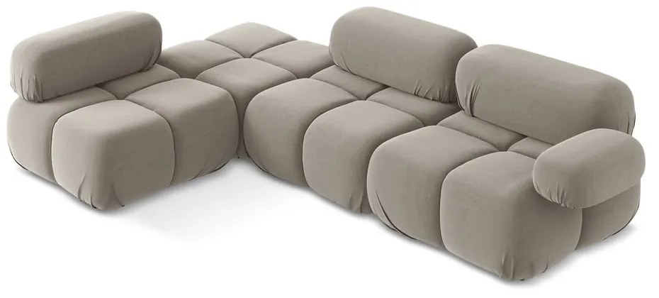 Béžová zamatová modulárna rohová pohovka (ľavý roh) Lokua – Makamii