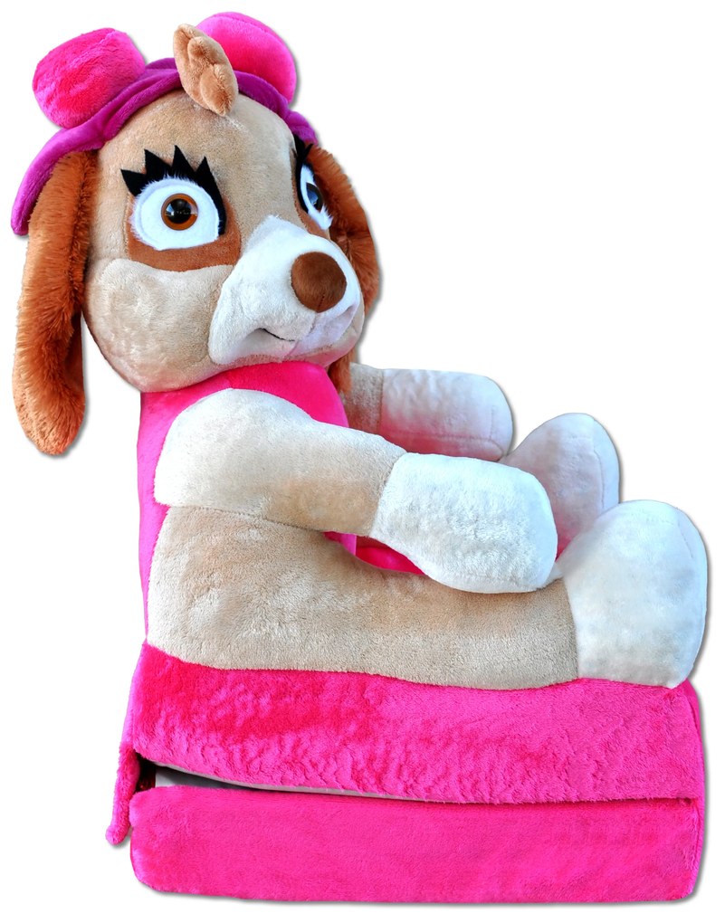 Detské plyšové rozkladacie kresielko PSÍK - ružové