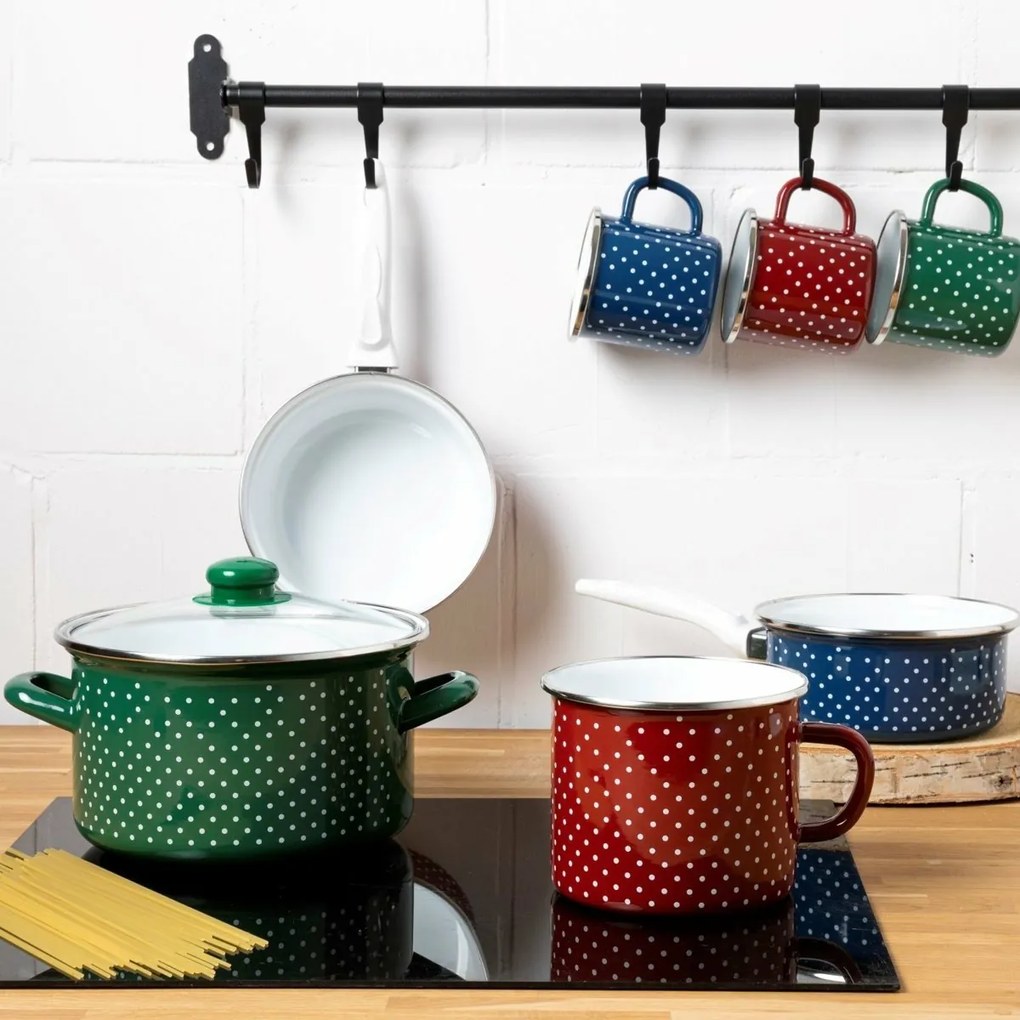 Smaltovaný hrniec RETRO 16 cm, zelená, pr. 16 cm