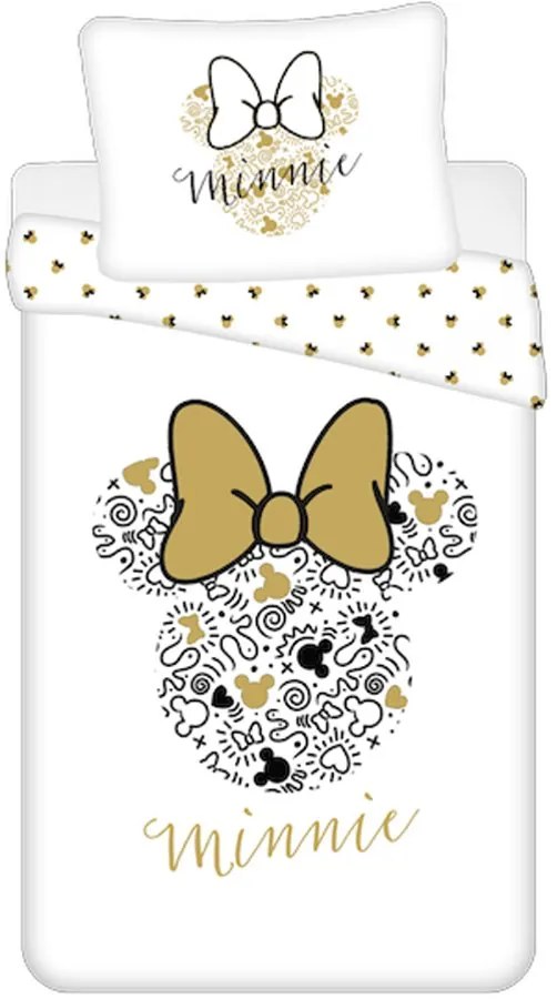 Bavlnené posteľné obliečky Minnie Mouse so zlatou potlačou - 100% bavlna - 70 x 90 cm + 140 x 200 cm