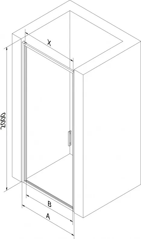 Mexen Exo, výklopné sprchové dvere 60 cm, číre sklo, zlatá, 817-060-000-50-00