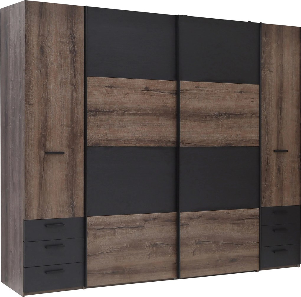 XXXLutz ŠATNÍKOVÁ SKRIŇA, čierna, farba duba, 270,3/223/61,2 cm Carryhome - Skrine - 000687019001