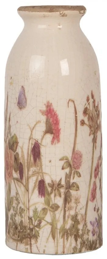 Keramická váza s lúčnymi kvetmi Flowers of Love - Ø 8*20 cm