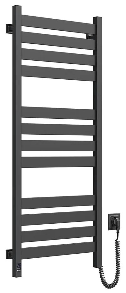 Kúpeľňový rebríkový radiátor s termostatom LARGO 541W/230V 120,6 cm IP44, čierny, pravostranné prevedenie