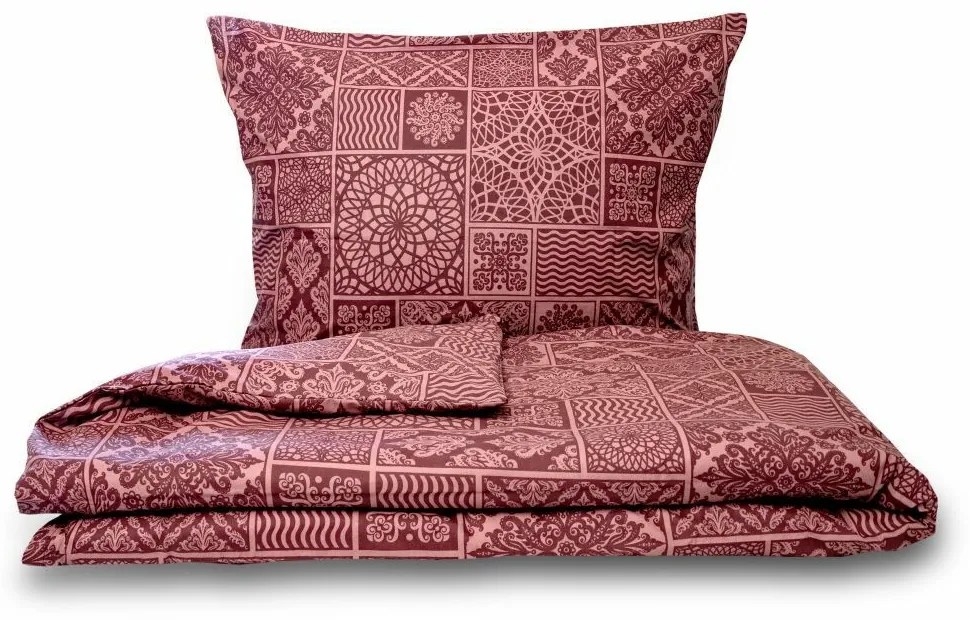 Kvalitex Bavlnené obliečky Tokyo vínová, 200 x 200 cm, 2 ks 70 x 90 cm