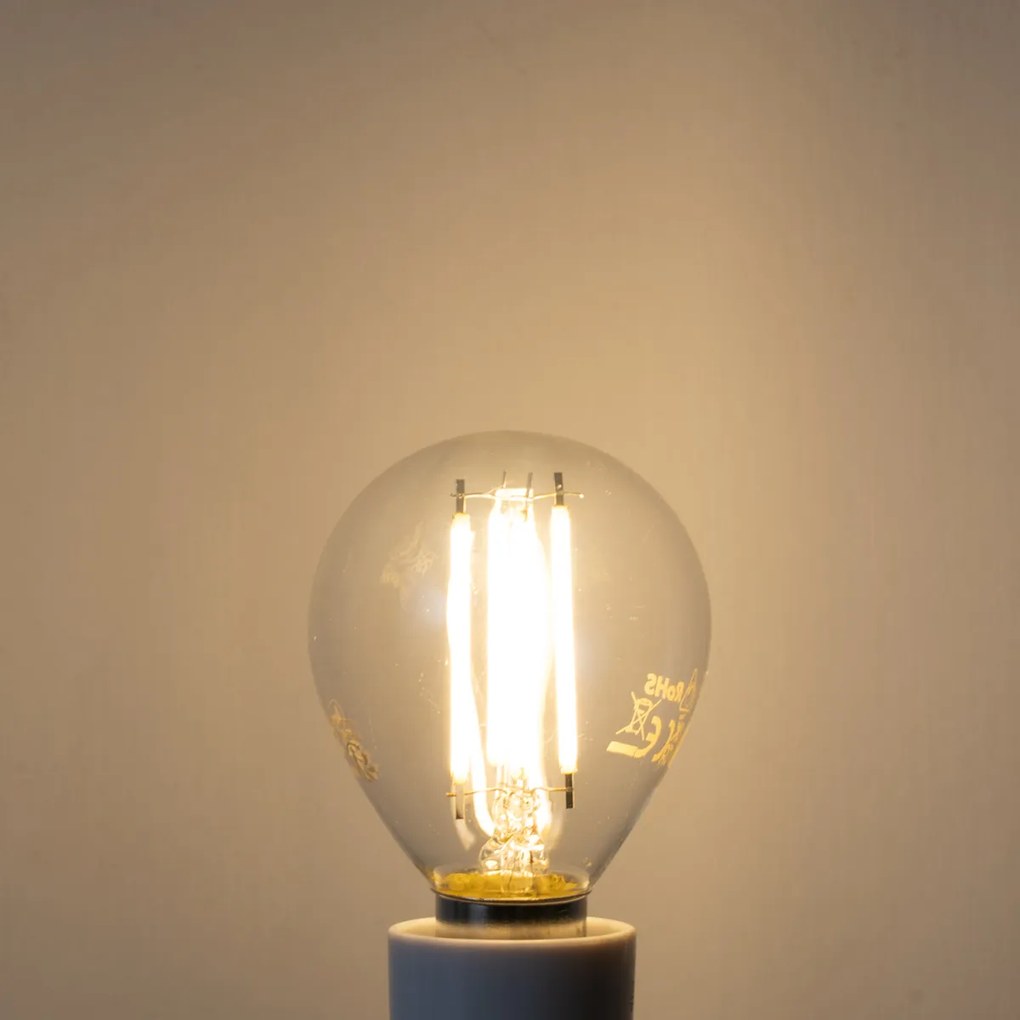 Sada 5 stmievateľných LED filamentových žiaroviek E14 G45 čírych 4W 470LM 2700K