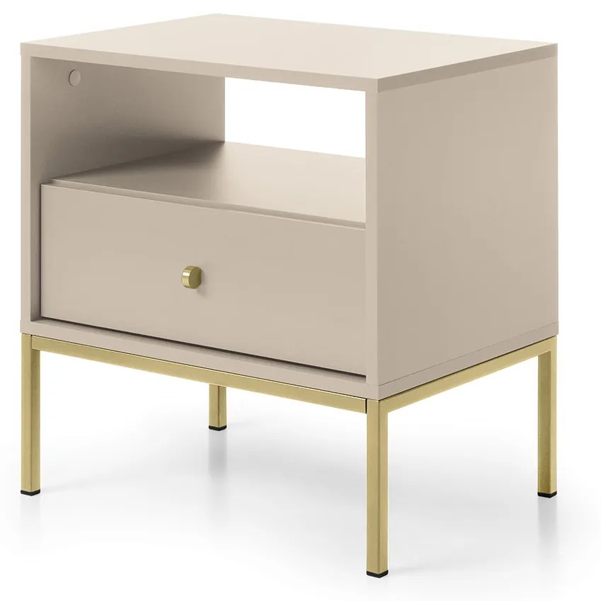 Nočný stolík Mono II 54 cm béžový/zlatý