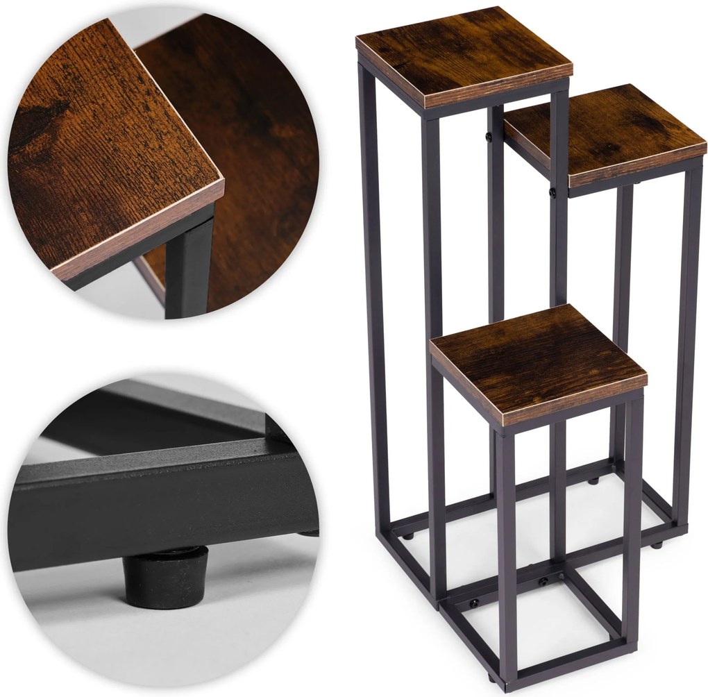 Stojan na květiny EVELIN 67x35 cm hnědý/černý