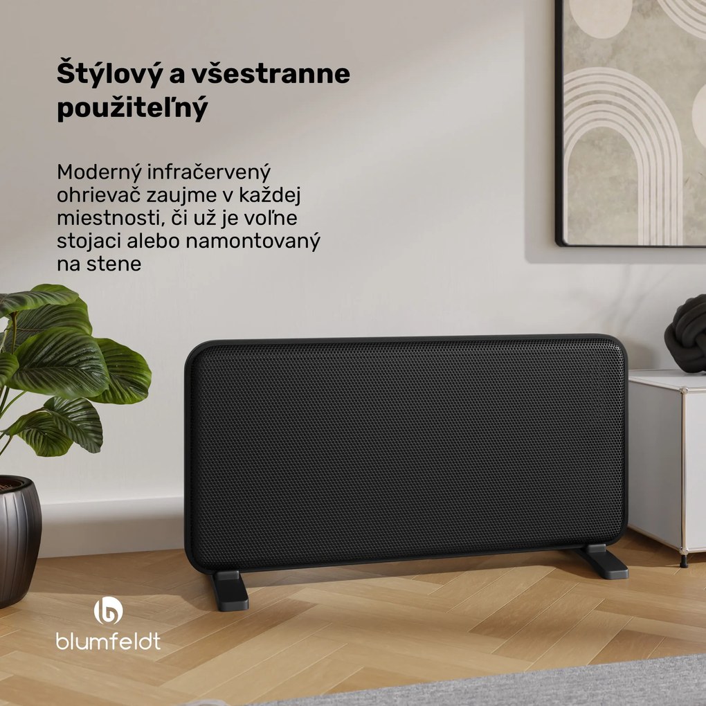 Blumfeldt SwiftWave infračervený ohrievač, 2000 W, do 20 m², dotykové ovládanie aplikáciou, grafén