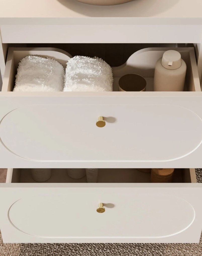 Kúpeľňová skrinka pod umývadlo s doskou 60 cm, sada Kašmír (SET-DS B SAND 60CM)