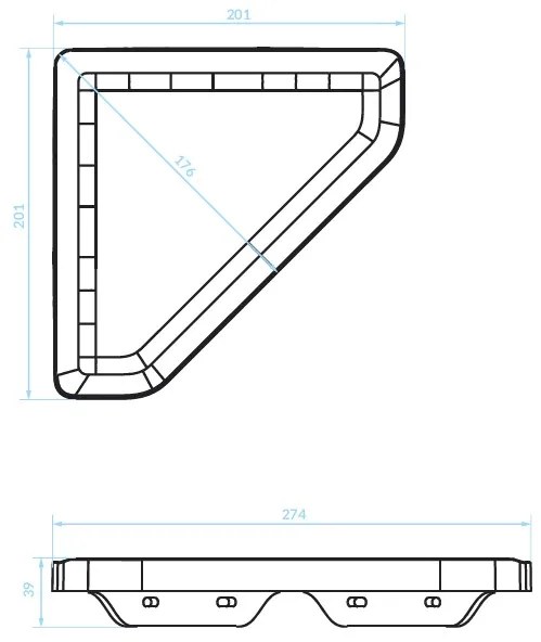 Kuchinox APO, nástenná rohová polička 201x201x39 mm, biela matná, LAV-AKA_603T
