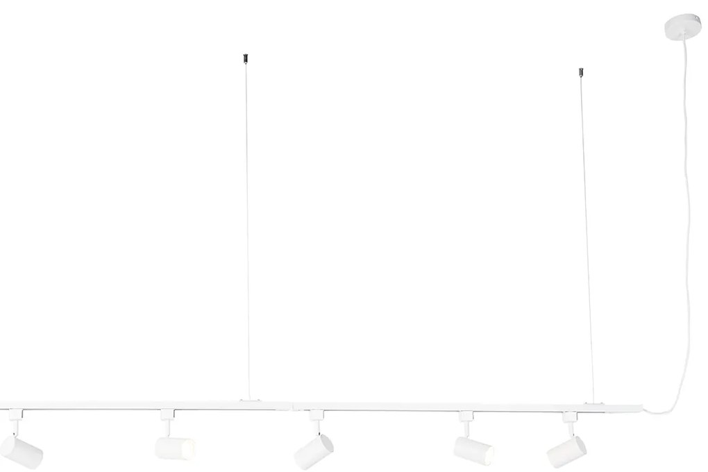 Moderný 1-fázový závesný koľajnicový systém s 5 reflektormi biely - Jeana